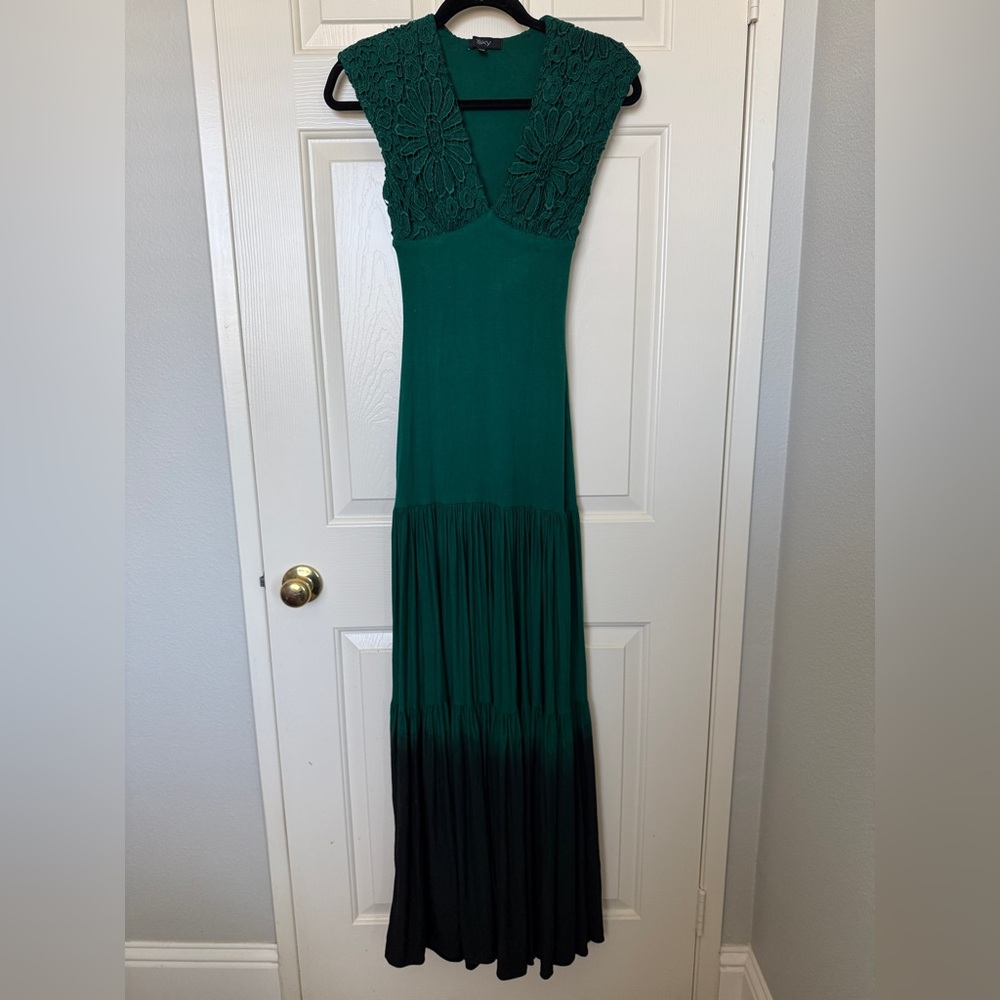 Sky Clothing Green and Black Maxi Dress
